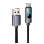 hoco. Display X112 USB-A to USB-C adatkábel, töltőkábel, fekete (100W, 5A, 1m)