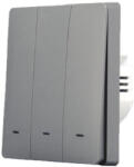 SmartWise B63 UNI Zigbee 3.0 + RF, univerzális bekötésű, 3 áramkörös, fizikai nyomógombos okos villanykapcsoló, szürke (SMW-BUN-B63-ZBRF-GY)