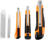 NEO TOOLS Törhető pengés kés készlet, 2db 9mm-es és 1db 18mm-es kés, 10db 18mm-es és 10db 9mm-es pótpenge (63-714)