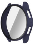 Samsung Galaxy Watch 7 (44 mm) SM-L310 / L315, Műanyag védőkeret, kijelzővédő üveggel, közepesen ütésálló, szíj nélkül, sötétkék