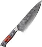 HARAHU Cuțit de bucătărie damasc YA-37555 - Chef / Roșu / Gri KP37555