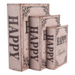 Clayre & Eef Happy feliratú fadobozszett 3 részes, 27X22x7/22x17x6/17x12x4cm (66255)