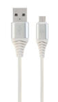 Gembird USB / microUSB-B töltőkábel 2m ezüst-fehér fonott Gembird (CC-USB2B-AMMBM-2M-BW2)