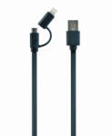 Gembird (CC-USB2-AMLM2-1M) 1m fekete USB / Lightning-microUSB-B töltő combo kábel