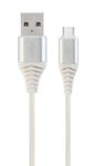 Gembird USB / USB-C töltőkábel 2m ezüst-fehér fonott Gembird (CC-USB2B-AMCM-2M-BW2)