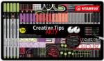 STABILO Tűfilc készlet, fém doboz, STABILO "Creative Tips ARTY", 6 különböző pasztell szín, 5 különböző vastagság (TST89306220) - papiruniverzum