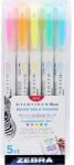 Zebra Ecsetirón készlet, kétvégű ZEBRA "Mildliner Fluorescent", 5 szín (TZ79105) - papiruniverzum