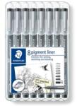 STAEDTLER Tusfilc készlet, 8 különböző vonalvastagság, STAEDTLER "Pigment liner 308", fekete (TS308SB8) - papiruniverzum