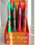 Zebra Golyóstoll display, 0, 27 mm, nyomógombos, ZEBRA "Z-Grip Tropical", kék, 4 különböző minta (TZ89621)