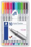 STAEDTLER Tűfilc készlet, 0, 3 mm, STAEDTLER "Triplus 334", 10 különböző szín (TS334SB10) - papiruniverzum