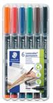 STAEDTLER Alkoholos marker készlet, OHP, 1 mm, STAEDTLER "Lumocolor® 317 M", 6 különböző szín (TS317WP6) - papiruniverzum