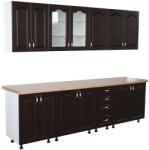 Spectral Mobila Bucatarie Zebra 260 cm din MDF Wenge cu blat termoizolant artar