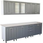 Spectral Mobila Bucatarie Zebra 260 cm din MDF Gri cu blat termoizolant culoare Marmura