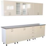 Spectral Mobila Bucatarie Zebra 260 cm din MDF Vanilie cu blat termoizolant gri