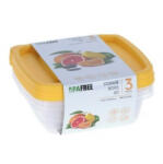 Excellent Houseware Set 3 caserole Excellent Houseware, polipropilena, 17x17x5.5 cm, 1 l, transparent galben (KO-024000800)
