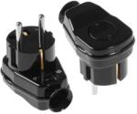 Plastrol Stecher Shuko iesire laterala negru, intrerupator WT-16U/LK Plastrol (ELPL-WT-16U/LK/BK-PTL)