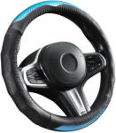 Autolife CARBON DESIGN Valódi bőr kormányvédő 38cm fekete-kék DW-5408BL (5408BL)