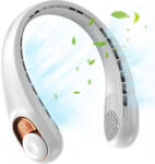 Techsuit - Nyakventilátor (S9) - Hordozható, Digitális kijelzővel, 3 Szélsebesség, 5200mAh, 5800RPM - Fehér