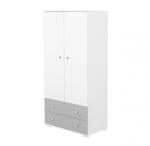 Timba Erik szekrény 2 ajtós 2 fiókos ezüst-fehér