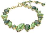 Swarovski Gema arany színű karkötő zöld kristályokkal