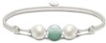 Thomas Sabo Állítható fehér textil karkötő zöld aventurinnal és tenyésztett gyöngyökkel