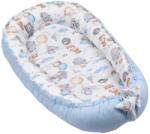 Kidizi Cosulet patut bebe tip baby nest din bumbac 90x50 cm, cu doua fete Kidizi Tiny Adventures, albastru, lavabil la masina automata (5949551915904)