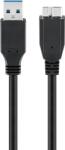 Goobay Cablu HDD extern USB 3.0 A tata - USB 3.0 micro tata (tip B), 1m, negru, Goobay (CABLE-USB/USB3.0B-1.0BK-GBAY)