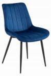  Kék bársony szék SOSA fekete lábakkal