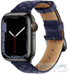 Apple Watch 1-6, SE (38 / 40 mm) / Watch 7-8 (41 mm), bőr pótszíj, gyémánt minta, Hoco WA18, sötétkék - mobil-box