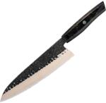 HARAHU Cuțit de bucătărie damasc ZA-37583 - Chef / Negru / Maro KP37583