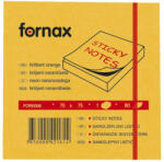 Fornax Jegyzettömb öntapadó, 75x75mm, 80lap, Fornax neon narancs - toptoner