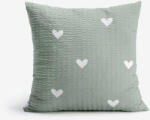 Goldea krepp párnahuzat - szívecskék, zsálya színű alapon 50 x 60 cm