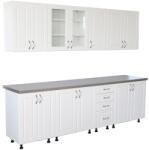 Spectral Mobila Bucatarie Zebra 260 cm din MDF Alb Lucios cu blat termoizolant imitatie gri