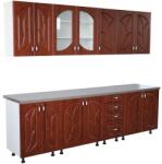 Spectral Mobila Bucatarie Zebra 260 cm din MDF Cedru frunza cu blat termoizolant gri