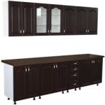 Spectral Mobila Bucatarie Zebra 260 cm din MDF Wenge cu blat termoizolant negru