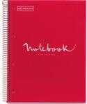 Miquelrius Emotions A4 PP 5x24 lapos piros kockás spirálfüzet (A152387400) - officedepot