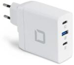 DICOTA Laptop töltő DICOTA GaN univerzális PRO, 100W, 2xUSB-C, USB-A gyorstöltés, többszörös védelem, 69x32x67mm (897459)