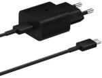  Hálózati töltő adapter, 15W, USB Type-C aljzat, USB Type-C kábellel, PD, gyorstöltés, Samsung, fekete, gyári - mobilkozpont