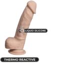 SilexD Dildo Thermo Reactive Silicon cu Memorie Dubla Densitate, Natural, 17.8 cm Dildo