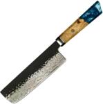 HARAHU Cuțit de bucătărie damasc AI-37595 - Nakiri / Albastru închis KP37595