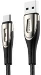 JOYROOM SHARP adatkábel (USB - Type-C, gyorstöltő, 300cm, nylon, törésgátló, cipőfűző, LED jelzés) FEKETE S-M411_B_TYPE-C300 (S-M411_B_TYPE-C300)