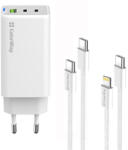 ColorWay AC töltő GaN Mini CW-CHS058PDCL-WT 65W PD port PPS USB (USB-2C1A) kábel Type-C és Lightning