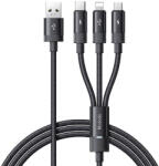 Mcdodo Cablu de date Mcdodo CA-5790 3 in 1, USB la USB-C/Lightning/Micro-USB, 3.5A, 1.2m, Negru (060004)