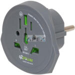 Q2 power 1.100100-TH - Q2POWER 1.100100-TH utazóadapter, World to Europe, bemeneti feszültség: 100-250 V, 16 A, teljesítmény: 100V-1600W/250V-4000W
