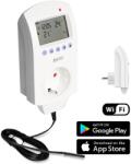 WENTOREX Control TSF-1 WiFi univerzális konnektoros szobatermosztát külső hőmérséklet érzékelővel (16A) - e-futesbolt