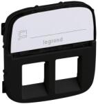 Legrand Valena Allure 2xRJ11/RJ45 aljzat burkolat címketartóval, Fekete (755488) (755488)