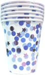  Kék fiús pöttyös-csillagos party papír pohár 200ml 6db-os
