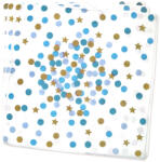  Kék fiús pöttyös-csillagos party papír szalvéta 33x33cm 16db