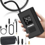 PESIKO Elektromos Kerékpár Pumpa 6000 mAh - Hordozható Digitális LCD Kijelzővel, LED Lámpával, Újratölthető Akkumulátorral, Powerbank Funkci