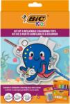 BIC Kit de colorat Bic Kids, 3 jucarii gonflabile de colorat, 12 markere de colorat Kid Couleur, 6 lipici cu sclipici 517956